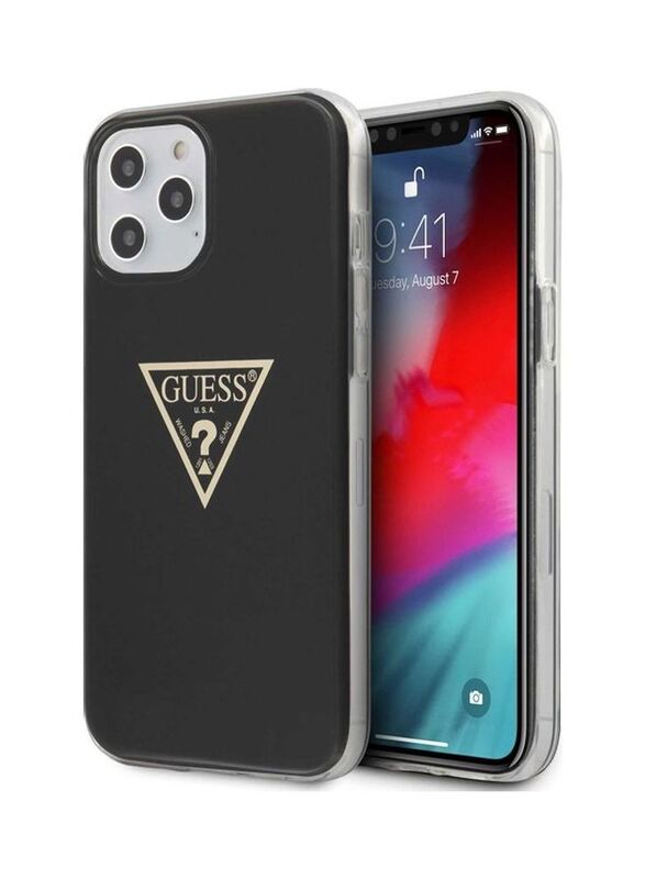 

Guess Apple iPhone 12 Pro Max (6.7 inch) Metallic Triangle Hard Mobile Phone Case Cover, Black