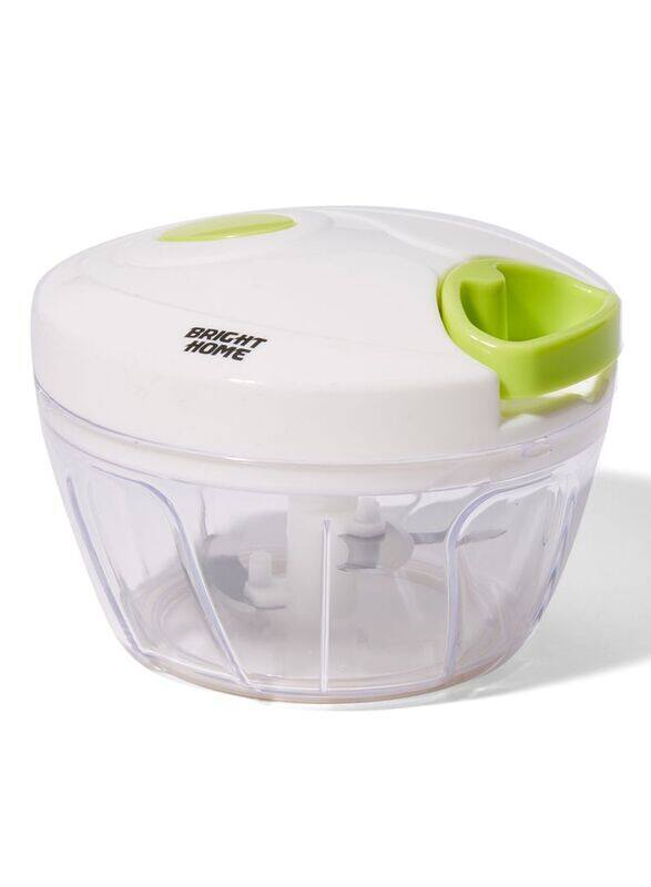 

Bright Home Plastic Manual Chopper, White/Clear/Green