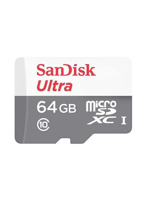 

SanDisk 64GB Ultra Micro SDXC Class 10 UHS-I Memory Card, Grey/White/Red