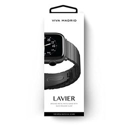 Viva Madrid Lavier Metal Watch Strap with Quick Release Clasp Compatible for Apple 42/44mm, Black