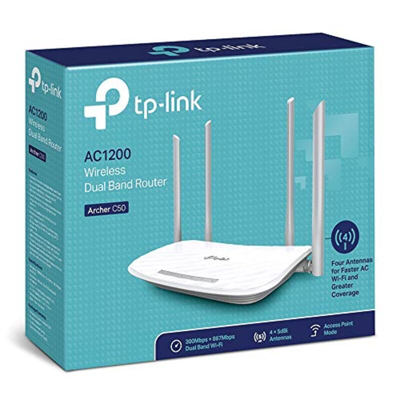 TP-Link Archer C50 Wireless Dual Band Router AC1200, White