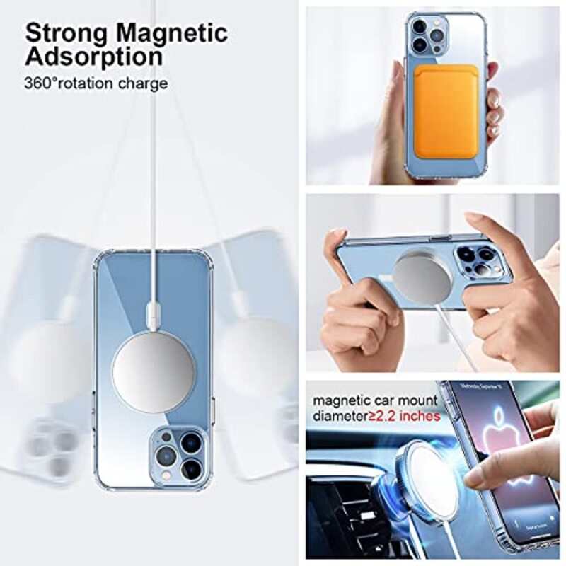 Apple iPhone 13 Pro Max Crystal Clear Anti-Scratch Magnetic Case Cover, Clear