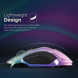 Vertux Transparent 12000 DPI Phoenix Wired Optical Gaming Mouse for PC, Multicolour