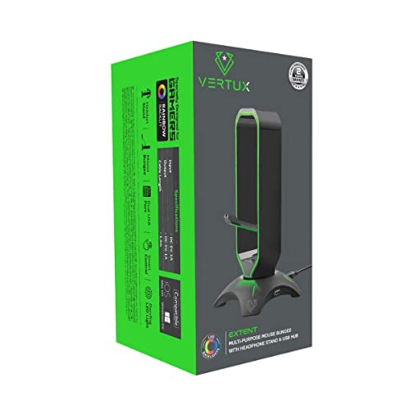 Vertux Multi-Purpose Mouse Bungee with Headphone Stand for PC, Mac, Black