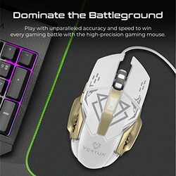 Vertux Wired High Performance 3200 DPI Optical Gaming Mouse for PC, White