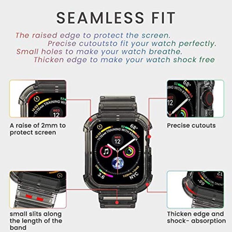 Watch Sport Replacement Silicon Wrist Strap Band for Apple Watch 38/40mm, Clear