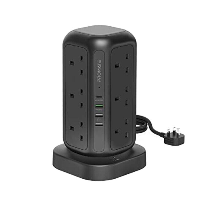 

Promate 16-in-1 Ports Power Strip Wall Charger, Black