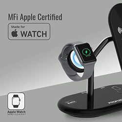 Promate Wireless Charging Station 4-in-1 Charging Dock with 5W Magnetic MFi Apple Watch Charger, Black