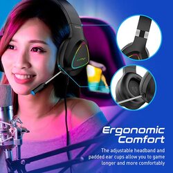 Vertux Trinity Stereo Immersive Pro Wired Over-Ear Gaming Headset for PC, Laptops, PS5, PS4, mobiles, Xbox One, Black