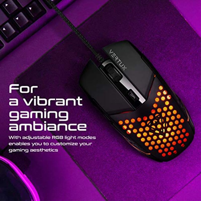 Vertux Katana Wired Optical Gaming Mouse for PC, Black