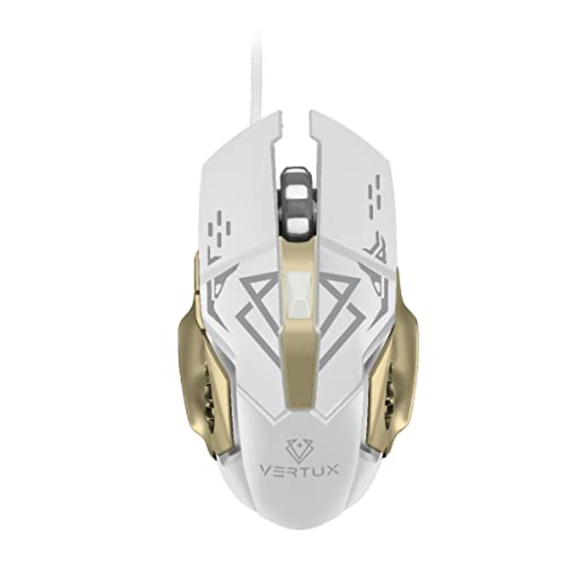 Vertux Wired High Performance 3200 DPI Optical Gaming Mouse for PC, White