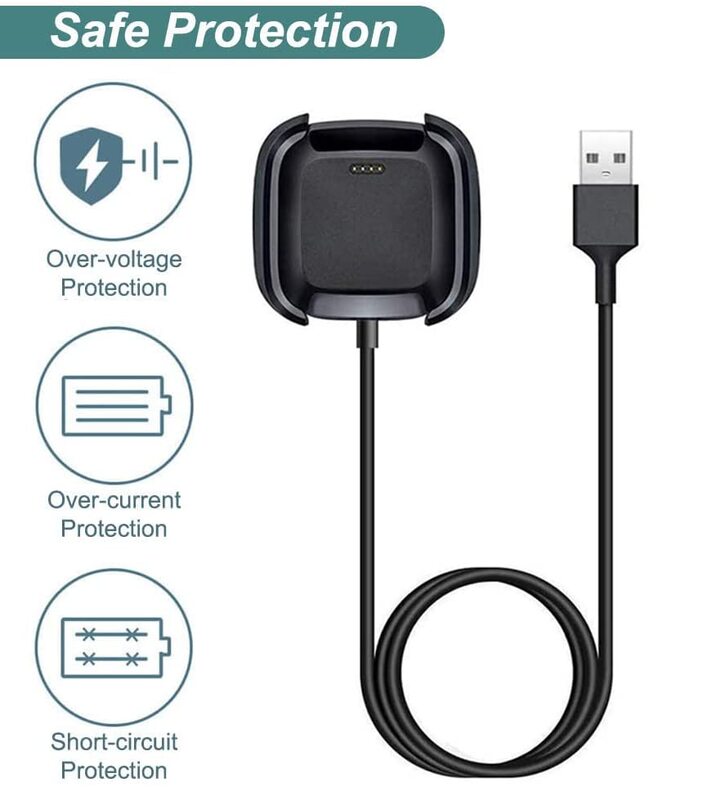 Kissmart Replacement Charging Dock Cable for Fitbit Versa 1/Versa Lite/Versa SE Smart Watch, Black