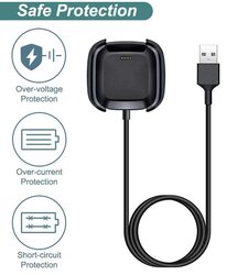 Kissmart Replacement Charging Dock Cable for Fitbit Versa 1/Versa Lite/Versa SE Smart Watch, Black