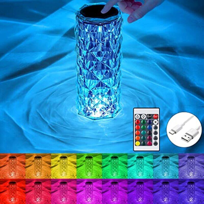 

Hongmao Rechargeable LED Crystal Rose Diamond Table Lamp, Multicolour