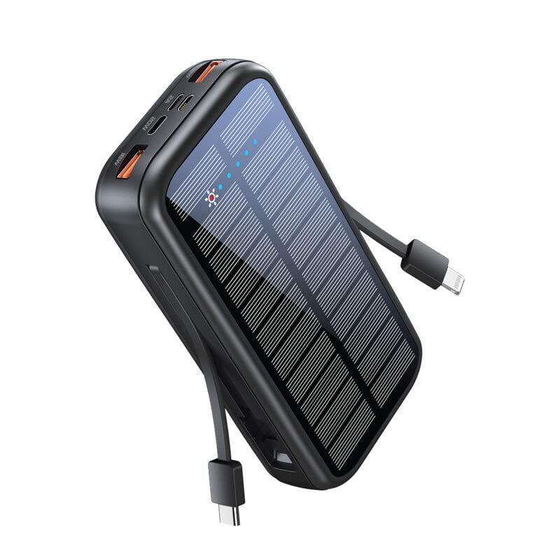 

Promate 20000mAh Solar Power Bank with USB Type-A Output, 20W, SolarTank-20PDCi, Black