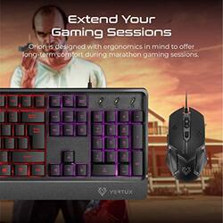 Vertux Orion Rainbow LED Backlit Wired Gaming Keyboard & Mouse for PC, Black