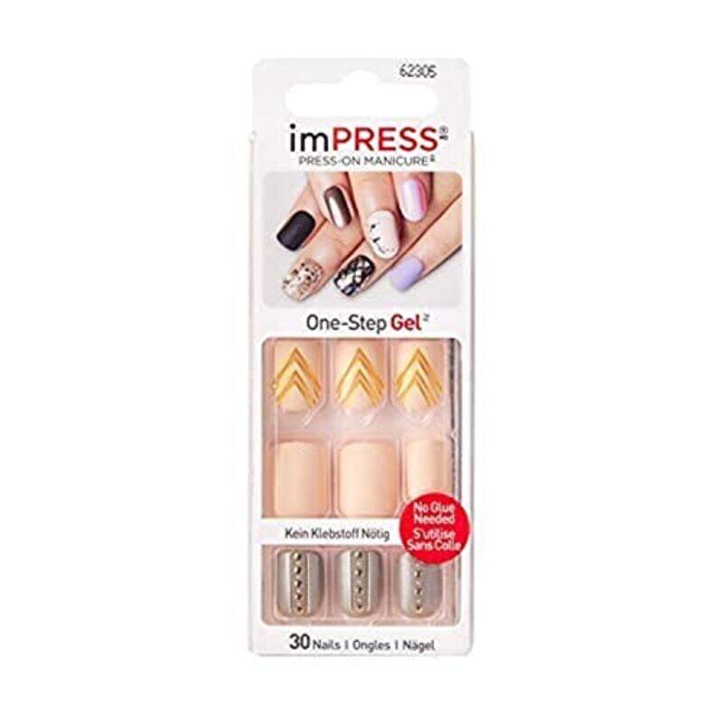 

imPRESS Matte Finish False Nails, 30 Pieces, Ivory, Pink