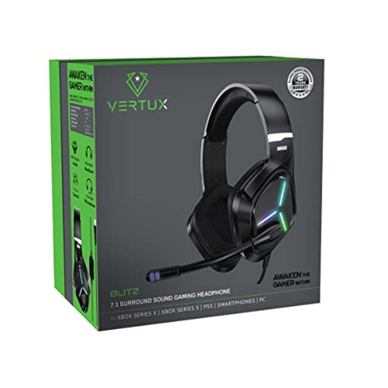 Vertux Blitz HD Audio Wired Over-Ear Gaming Headset for Xbox, PS4, Smartphones and PC, Blue