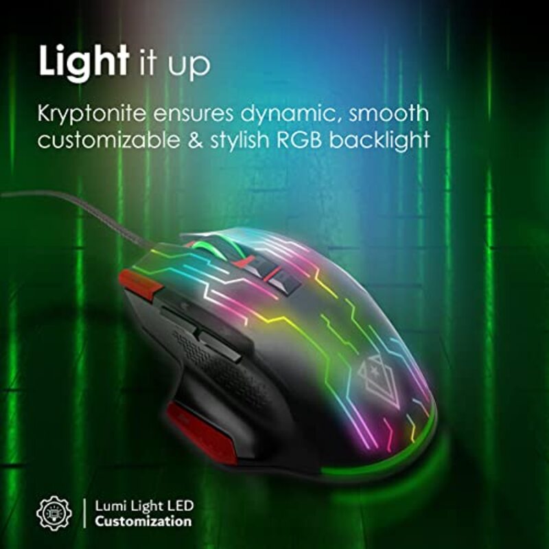 Vertux Kryptonite Wired Optical Gaming Mouse for PC, Red