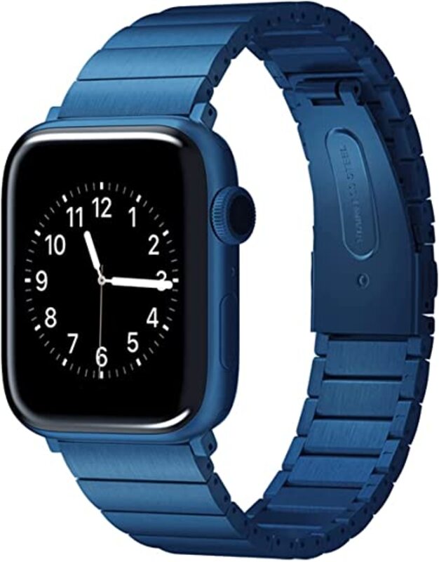 Viva Madrid Lavier Metal Watch Strap with Quick Release Clasp for Apple Watch, Blue