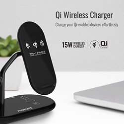 Promate Wireless Charging Station 4-in-1 Charging Dock with 5W Magnetic MFi Apple Watch Charger, Black