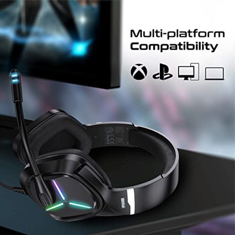 Vertux Blitz HD Audio Wired Over-Ear Gaming Headset for Xbox, PS4, Smartphones and PC, Blue