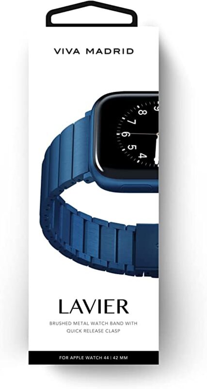 Viva Madrid Lavier Metal Watch Strap with Quick Release Clasp for Apple Watch, Blue