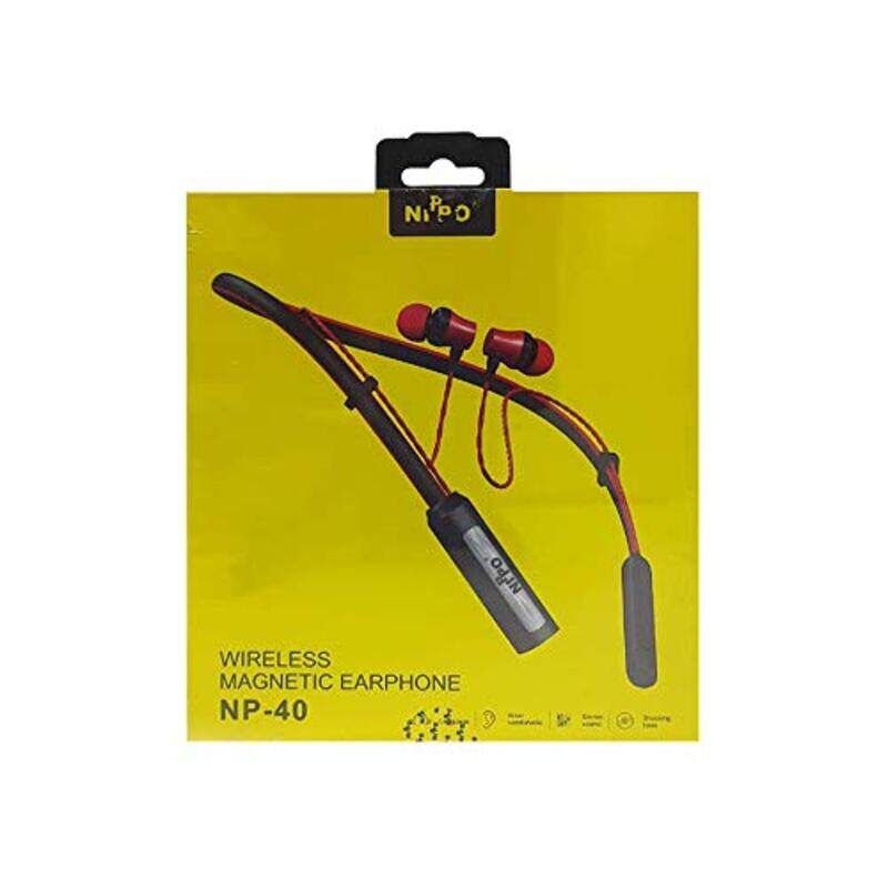 

Nippo Wireless In-Ear Neckband Earphones, Black/Red