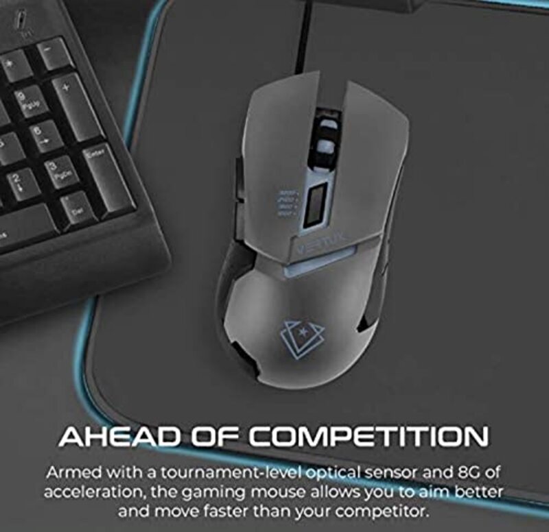 Vertux Dominator Optical Gaming Mouse for PC, Grey