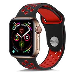 Watch Sport Replacement Wrist Strap Band for Apple Watch 42/44mm, Black/Red