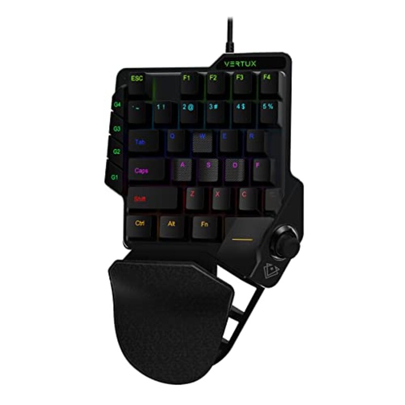 Vertux Combat Quick Strik One-Handed Gaming Keypad with Joystick, Black