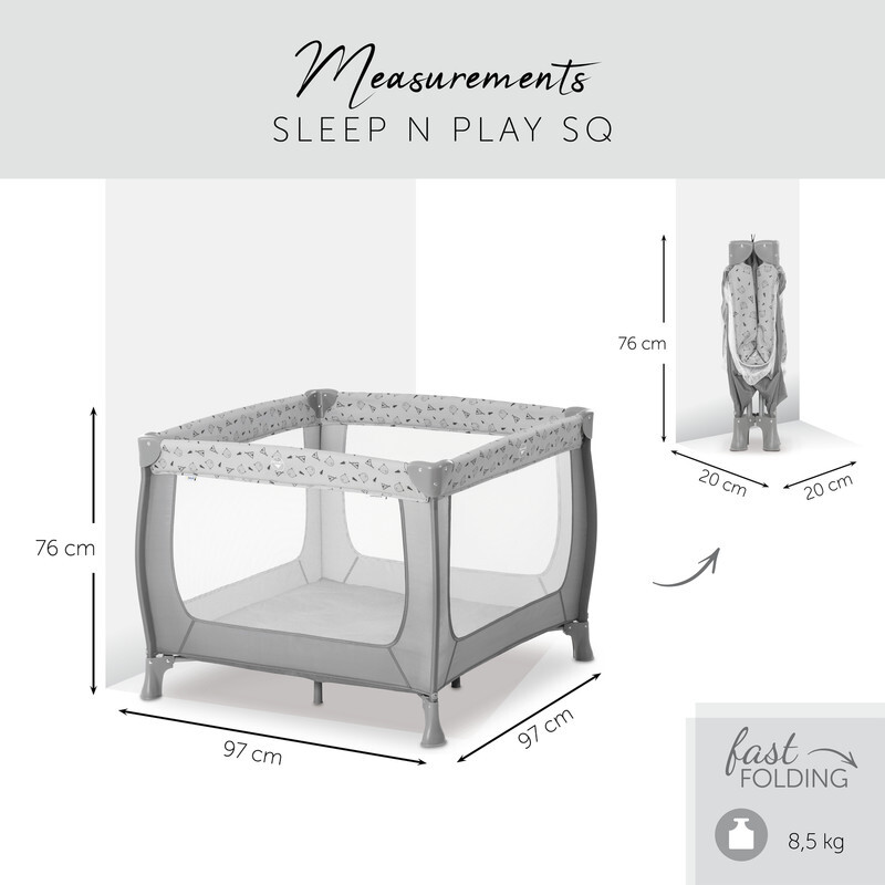 Hauck,Sleep'N Play Sq (95X95 Cm) ,Travel Bed Square,Unisex,0m+,Nordic Grey