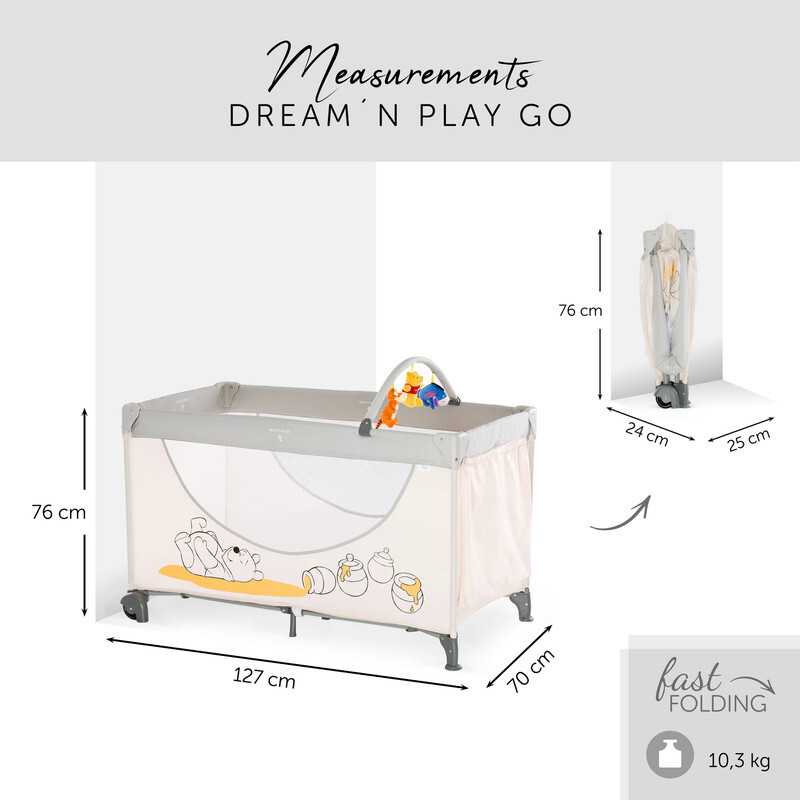 Hauck,Dream'N Play Go + Toybar ,Travel Bed,Unisex,0m+,Pooh Cuddles