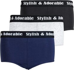 A.A Smart Fashions 3-Piece Cotton Bikini Brief Underwear for Women, Black Elastic, Multicolour, Extra Large