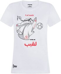 A.A Smart Fashions 2022 Official Football World Cup Mascot T-Shirt for Women, White, Small