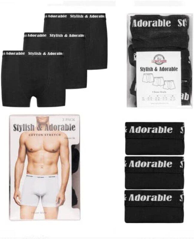 

A.A Smart Fashions 3-Piece Comfortable Boxer Shorts for Men, Black, Extra Large
