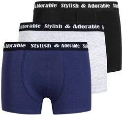 A.A Smart Fashions 3-Piece Comfortable Boxer Shorts for Men, Black Elastic, Multicolour, Small