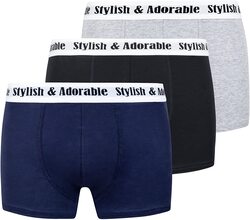 A.A Smart Fashions 3-Piece Comfortable Boxer Shorts for Men, White Elastic, Multicolour, Small