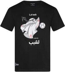 A.A Smart Fashions 2022 Official Football World Cup Mascot T-Shirt for Men, Black, Large