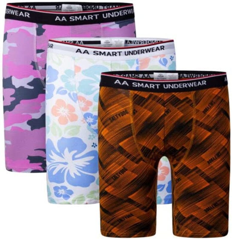 A.A Smart Fashions 3-Piece Multi-Designed and Multi-Colored Flow Shift Long Leg Underwear for Men, Multicolour, Regular Size