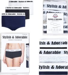 A.A Smart Fashions 3-Piece Boxer Brief for Women, Blue/Black/Grey, Small