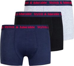 A.A Smart Fashions 3-Piece Comfortable Boxer Shorts for Men, Blue Elastic, Multicolour, Medium