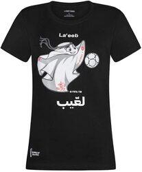 A.A Smart Fashions 2022 Official Football World Cup Mascot T-Shirt for Women, Black, Small