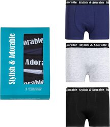 A.A Smart Fashions 3-Piece Comfortable Classic Cotton Underwear Boxer Briefs for Men, Multicolour, Small