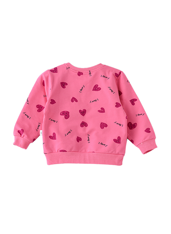 Lamar Kids Cotton Long Sleeve Sweatshirt for Girls, 3-4 Years, Pink