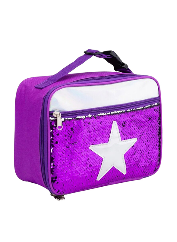 Lamar Kids Sequin Star Insulated Thermal Lunch Bag, Purple