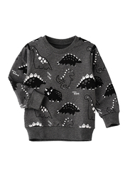Lamar Kids Cotton Long Sleeve Sweatshirt for Boys, 1-2 Years, Grey
