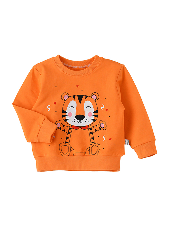 Lamar Kids Cotton Long Sleeve Sweatshirt for Boys, 1-2 Years, Orange