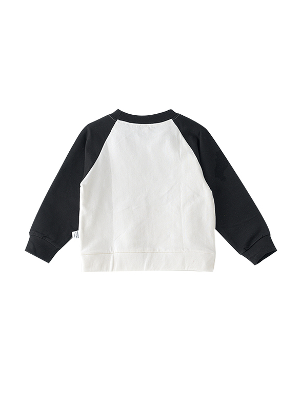 Lamar Kids Cotton Long Sleeve Sweatshirt for Babies, 3-4 Years, White/Black