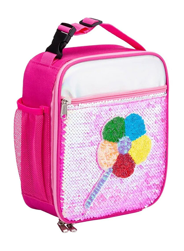 Lamar Kids Sequin Flower Insulated Thermal Lunch Bag, Pink